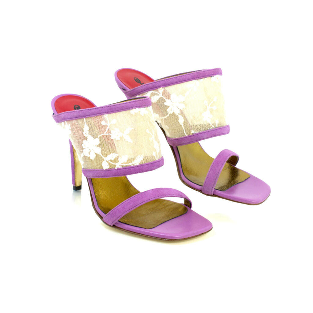 OL JIMMY Shoes - Adelaide Lace and Lilac Suede Sandals